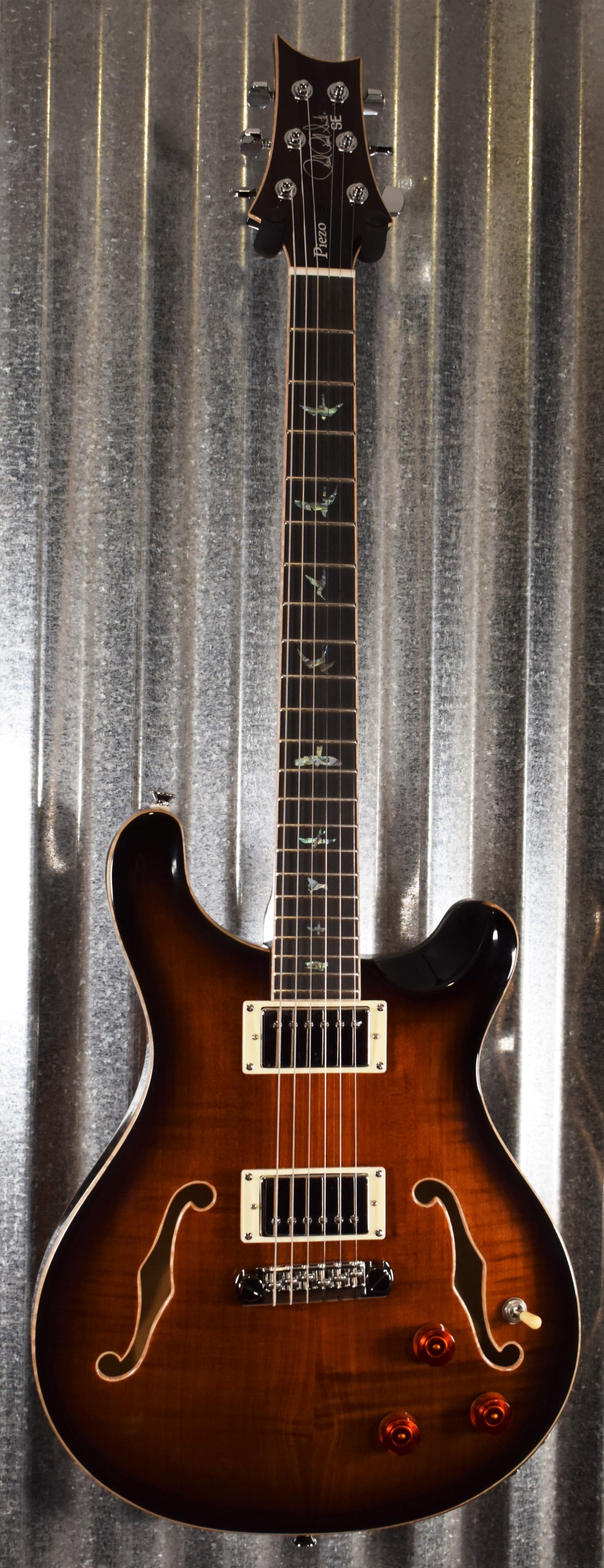 PRS Paul Reed Smith SE Hollowbody II Piezo Black Gold Guitar HPEMBBG & Case #3934