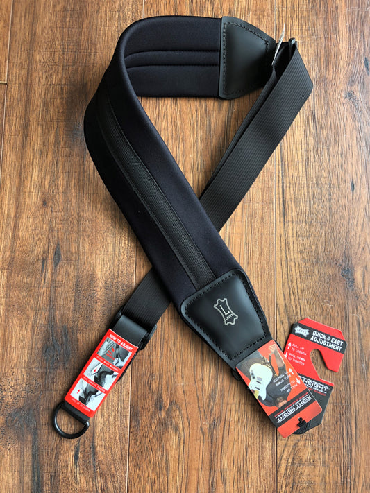 Levy's MRHNP3-BLK 3.25" Right Height Adjustable Ergonomic Guitar & Bass Strap Black