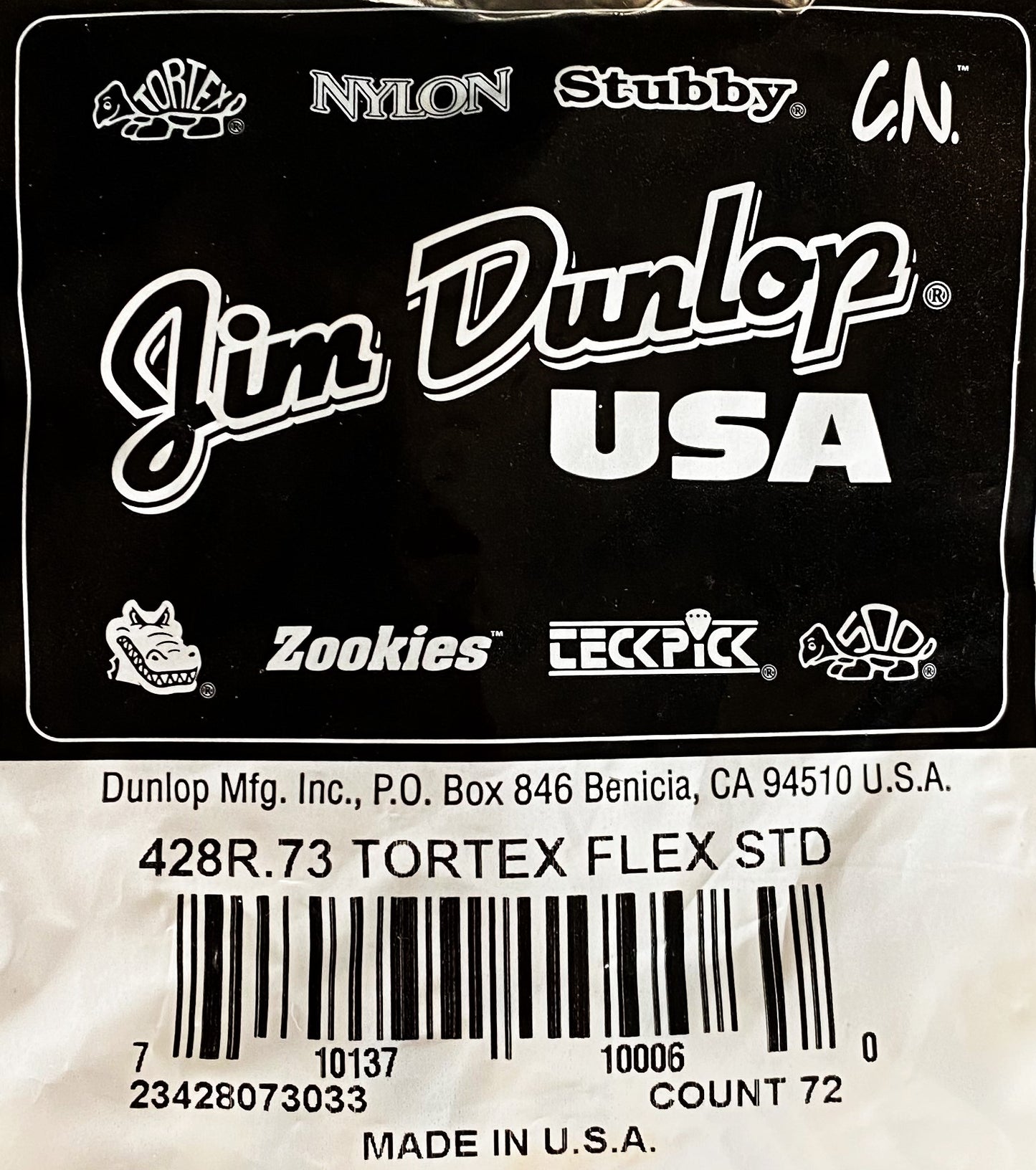 Dunlop 428-073 Tortex Flex Standard .73mm Guitar Pick Bag 72 Count
