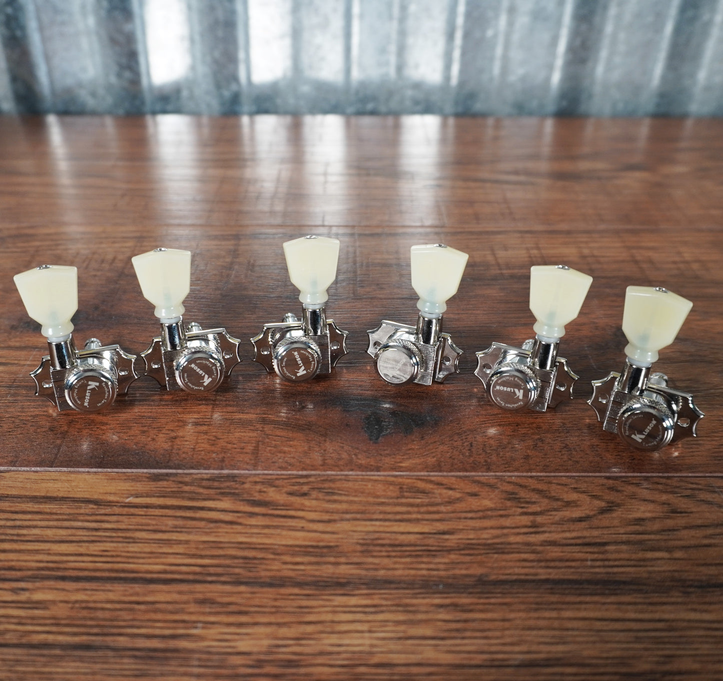 Kluson Revolution KRGL-3-NP 3 Per Side Locking G-Mount Tuning Machine Set Nickel Plastic Keystone Used