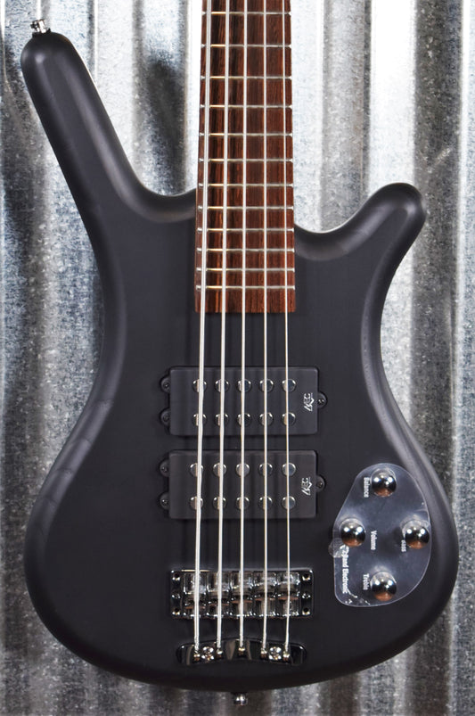 Warwick Rockbass Corvette $$ Double Buck Nirvana Black Satin Active 5 String Bass & Bag #7020