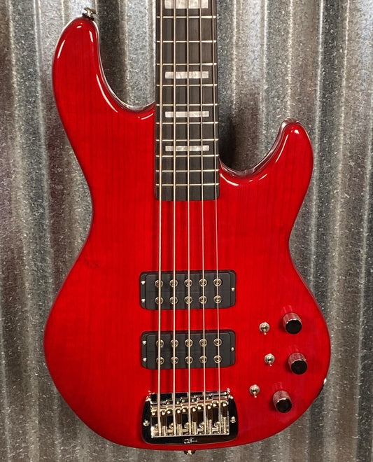 G&L USA Custom L-2500 Clear Red 5 String Bass & Case L2500 #0286