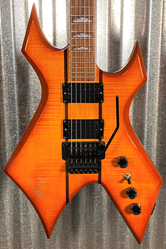 B.C. Rich NJ Neck-Thru Series Warlock Flame Maple Cherry Sunburst Floyd Rose Guitar & Case #0508 Used