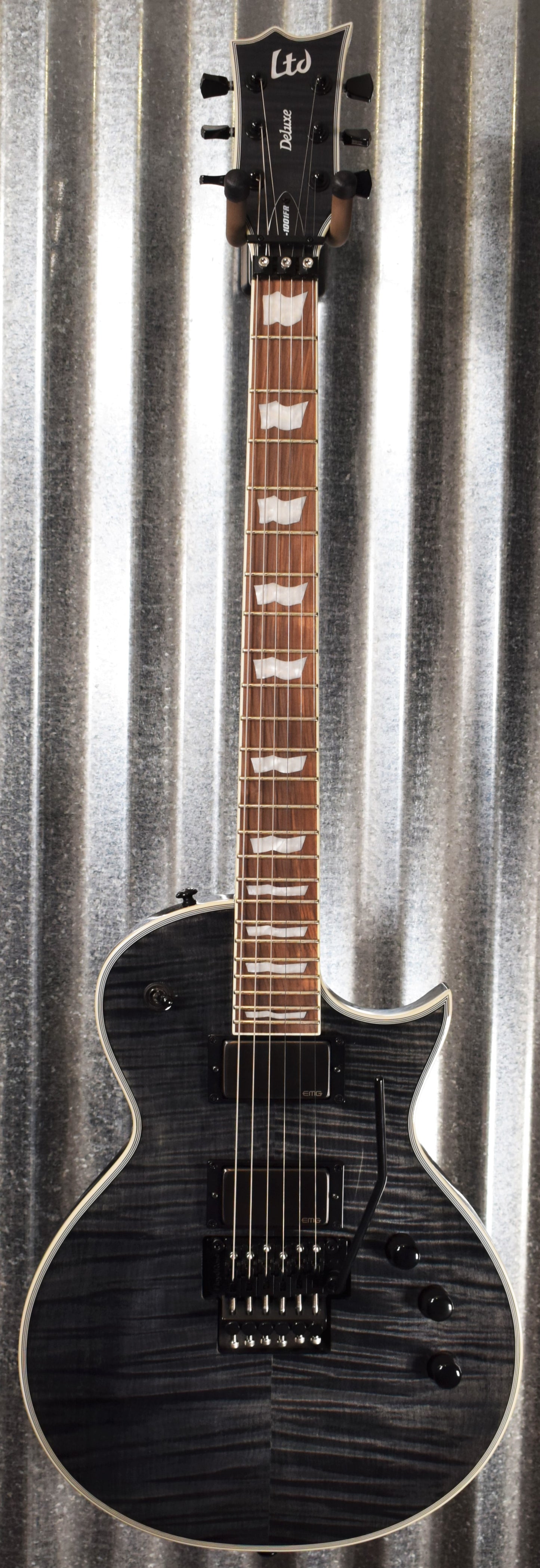 ESP LTD EC-1001 Flame See Thru Black EMG Guitar EC1001FRSTBLK Demo #1743
