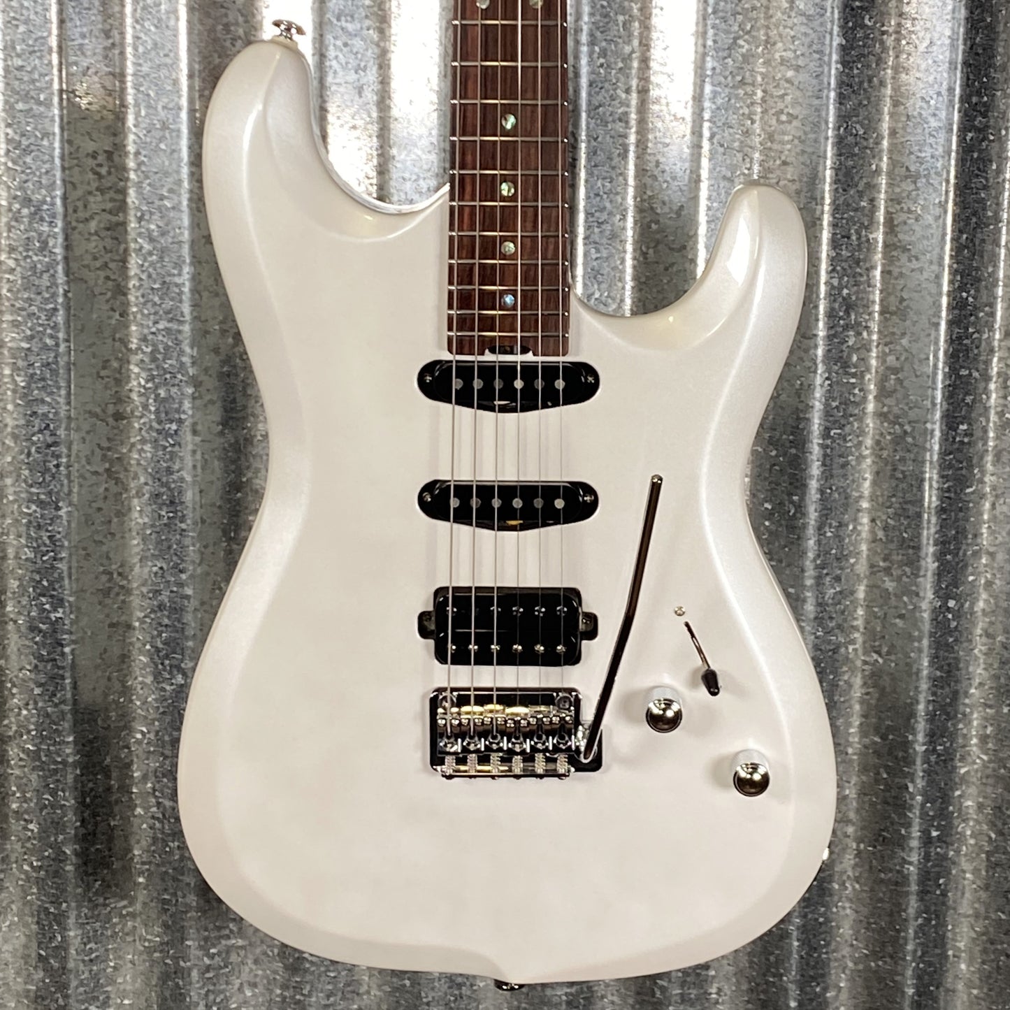 Musi Capricorn Fusion HSS Superstrat Pearl White Guitar #0141