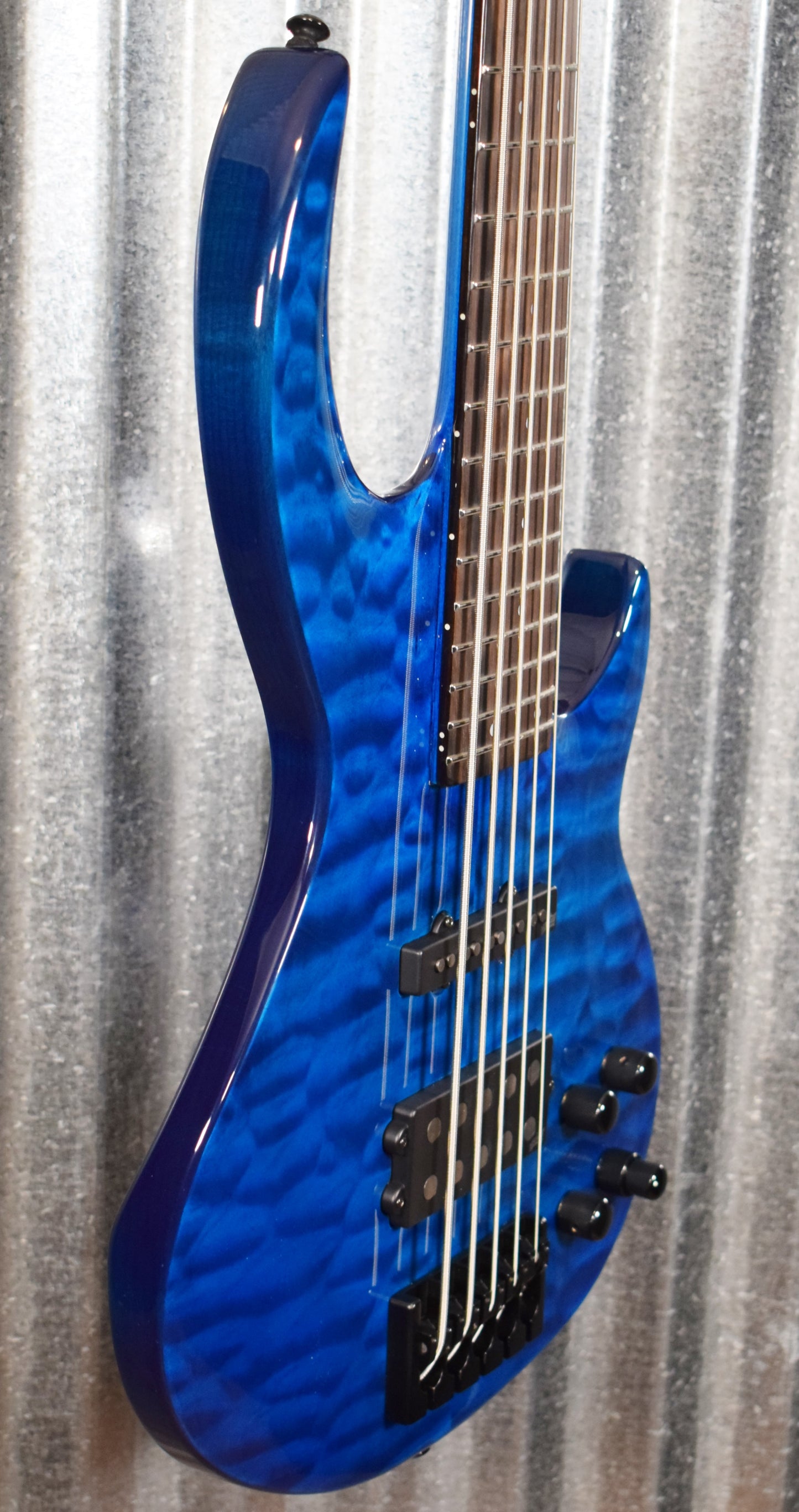 ESP LTD BB-1005 Bunny Brunel 5 String Bass Quilt Maple Black Aqua & Case LBB1005QMBLKAQ #0383
