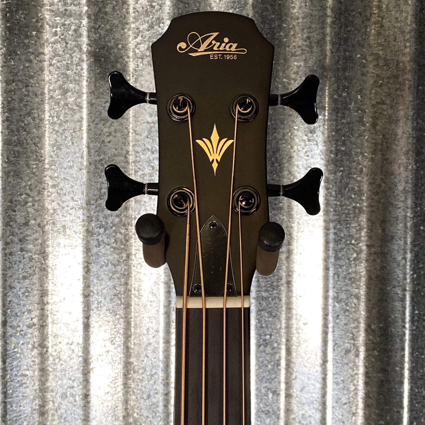 Aria Pro FEB-F2/FL 4 String Acoustic Electric Fretless Bass Black Stain & Bag #9506