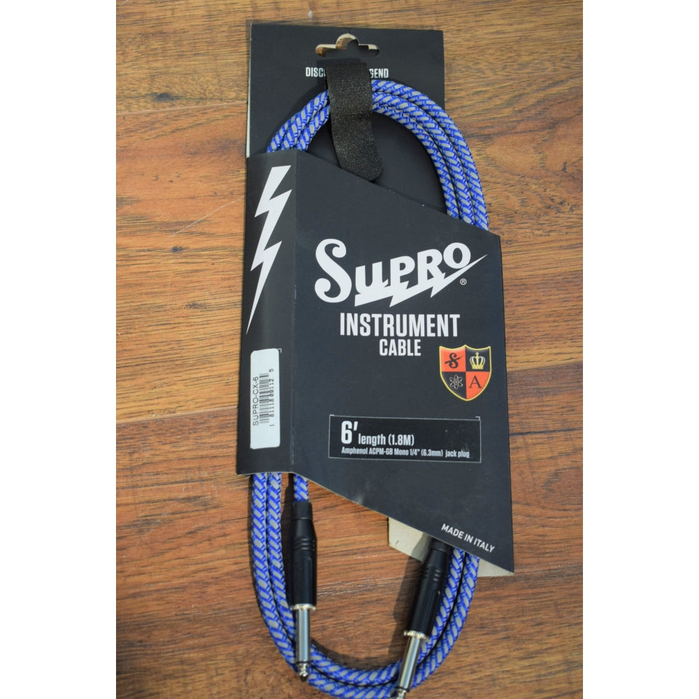 Supro USA CX-6 6' Guitar Bass Instrument Cable Blue