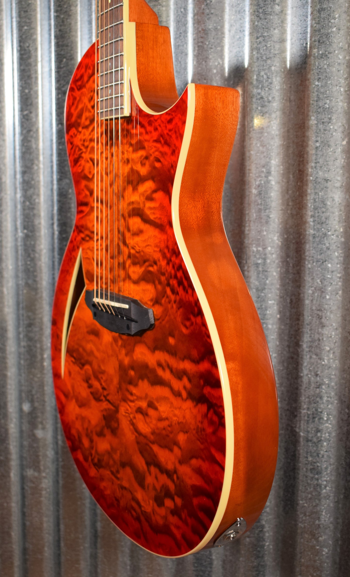 ESP LTD TL- 6 Thinline Acoustic Electric Guitar Tiger Eye & Case TL6QMTEB & Case #0258