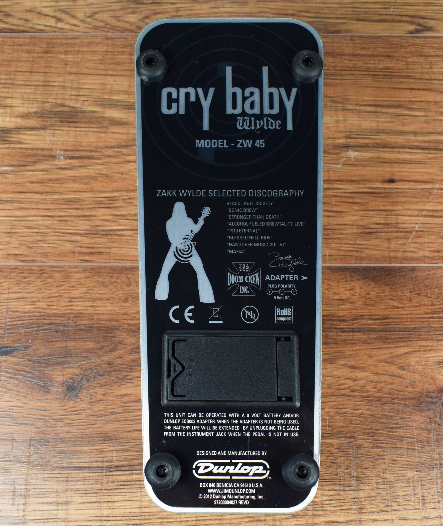 Dunlop ZW45 Zakk Wylde Cry Baby Wah Guitar Effect Pedal
