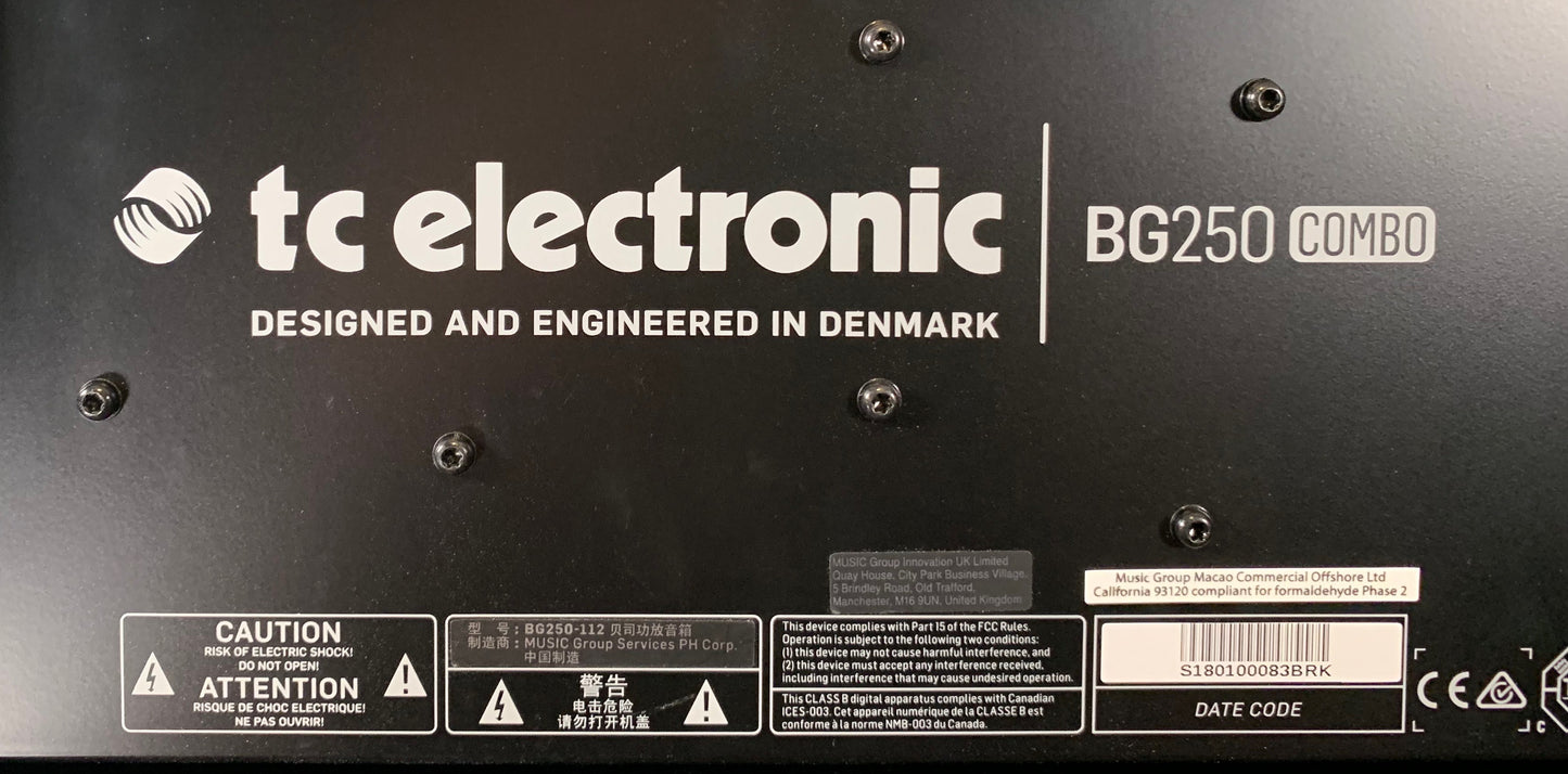 TC Electronic BG250-112 12" 250 Watt Tone Print Bass Combo Amplifier