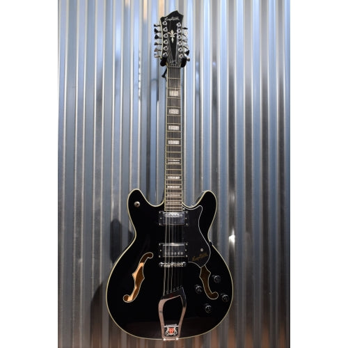 Hagstrom Viking DLX12 Deluxe 12 String Semi Hollow Electric Guitar Black #0201