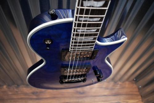 ESP LTD EC-1000 Piezo Bridge  Quilt Top See Through Blue Guitar & Case #269