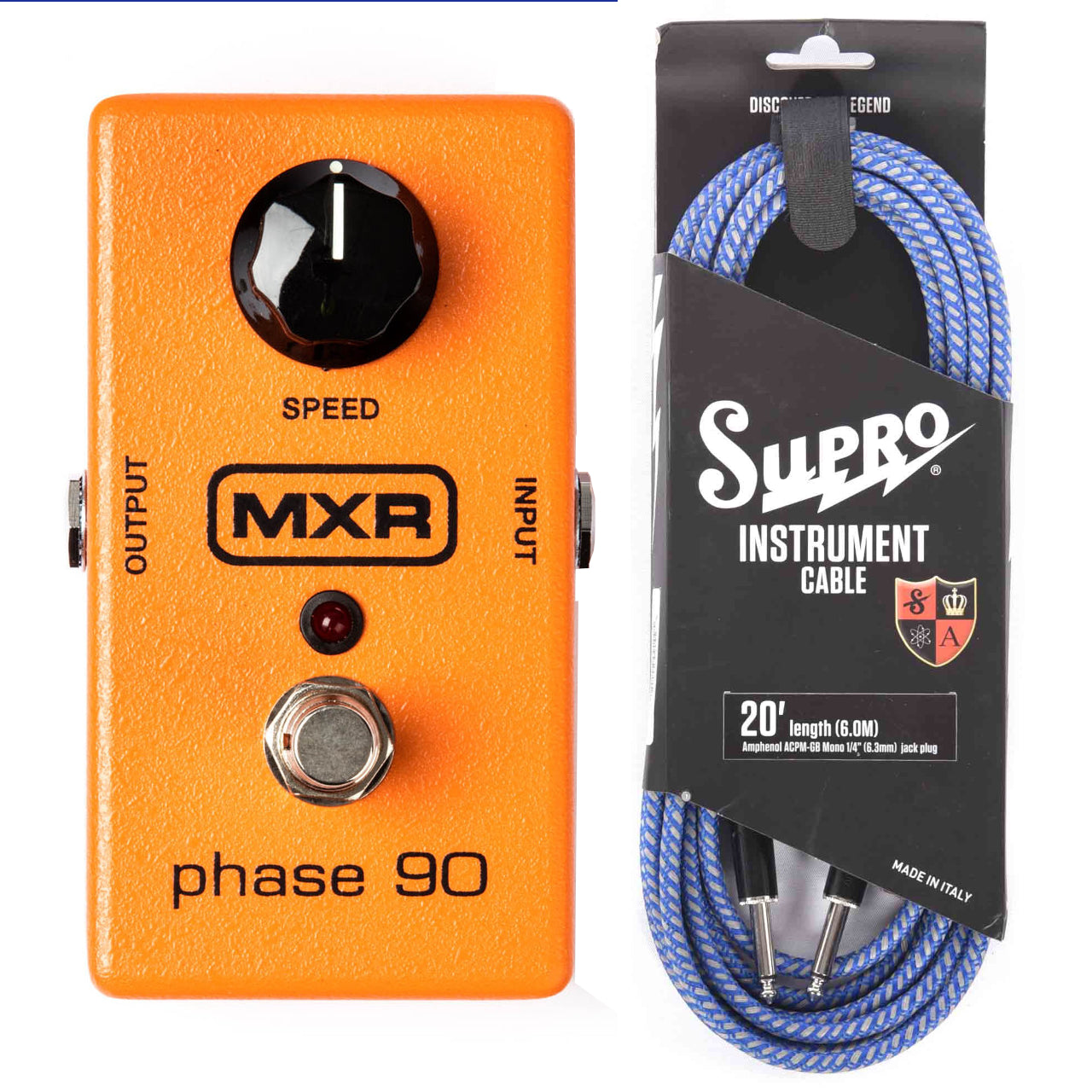 Dunlop MXR M101 Phase 90 Phaser Classic Orange Guitar Effect Pedal + FREE Supro 20' Cable