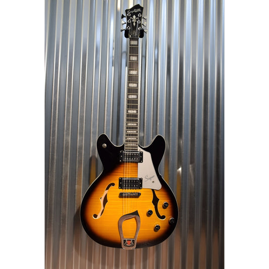 Hagstrom Super VIking SUVIK-TSB Tobacco Sunburst Flame Top Semi-Hollow Guitar #0277