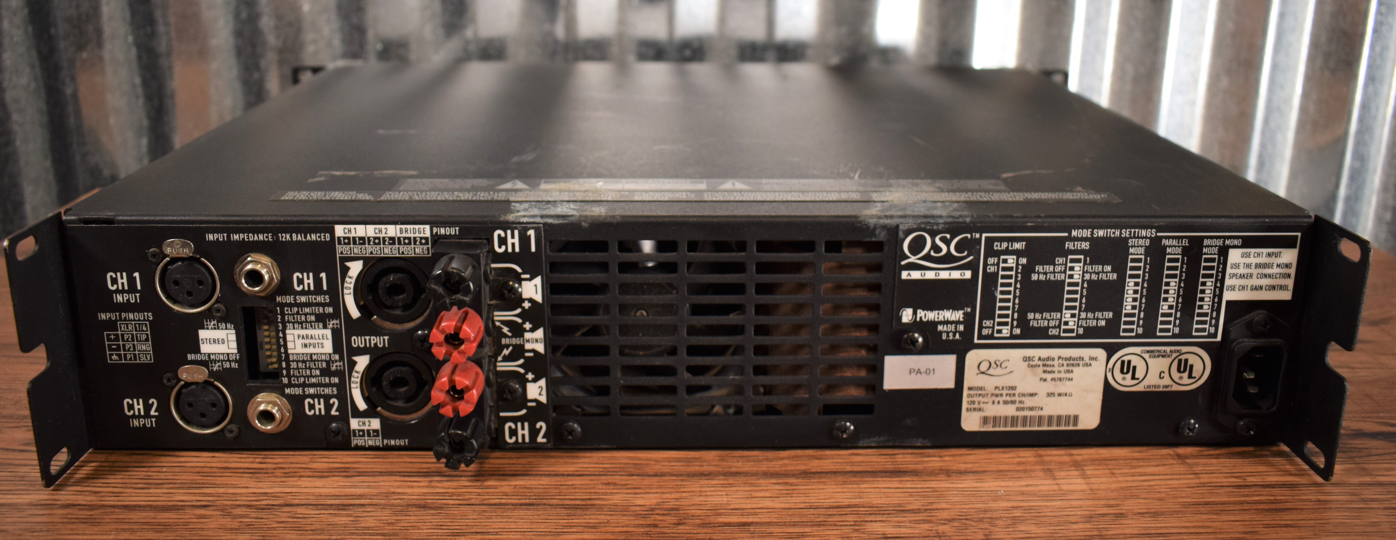 QSC Audio PLX1202 Pro 1200 Watt Two Channel Power Amplifier Used