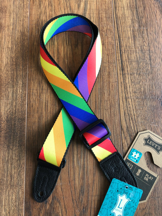 Levy's MPJR-007 1.5" Adjustable Printed Kids Guitar & Bass Strap Rainbow