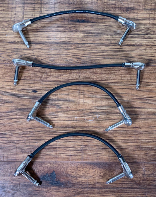 Sinasoid Short Stack Mogami 2319 Black Flat 6" Guitar Bass Effects Pedalboard Patch Cable 4 Pack