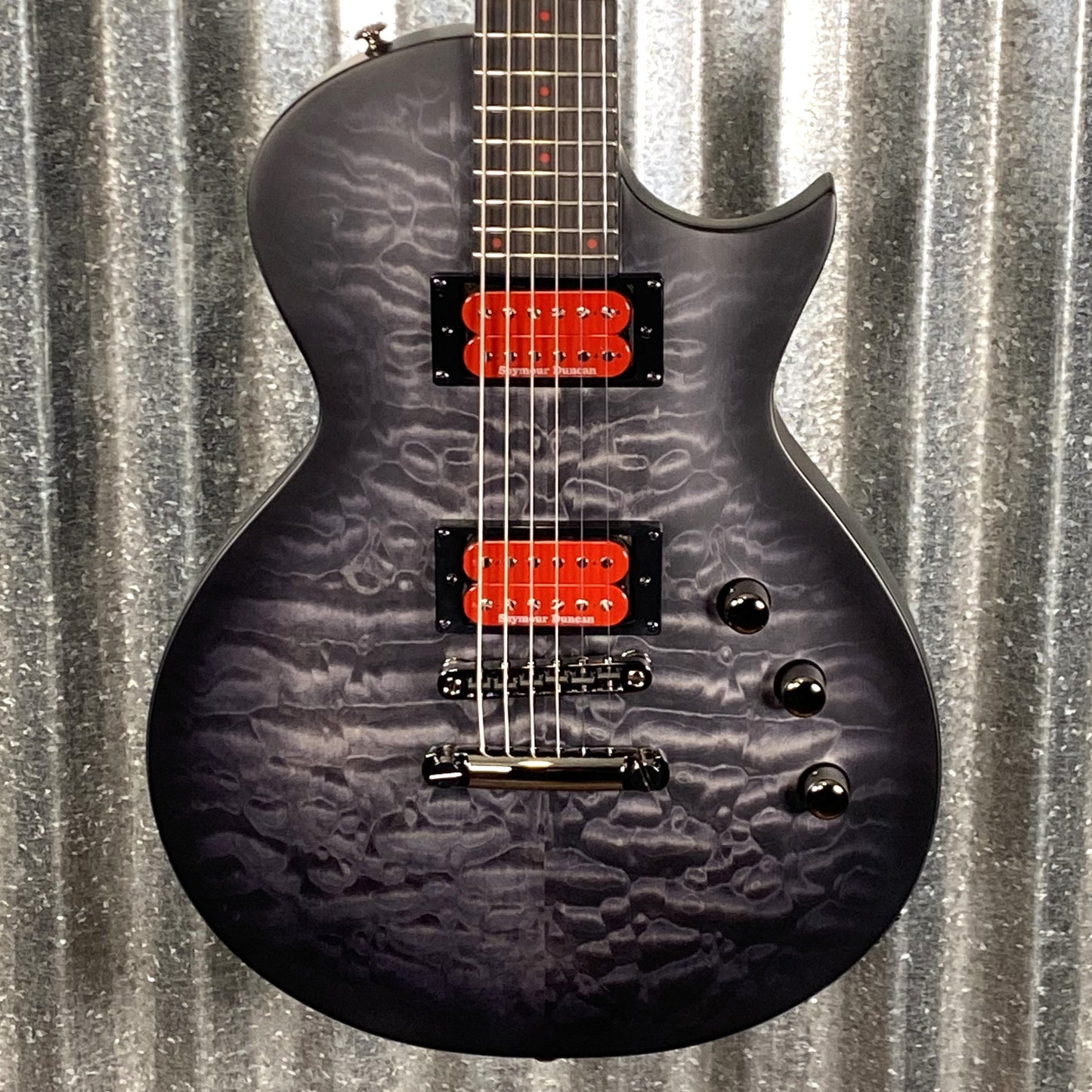 ESP LTD BB-600B Ben Burnley Baritone Quilt Top See Through Black Satin Seymour Duncan Guitar & Case #0854 B Stock