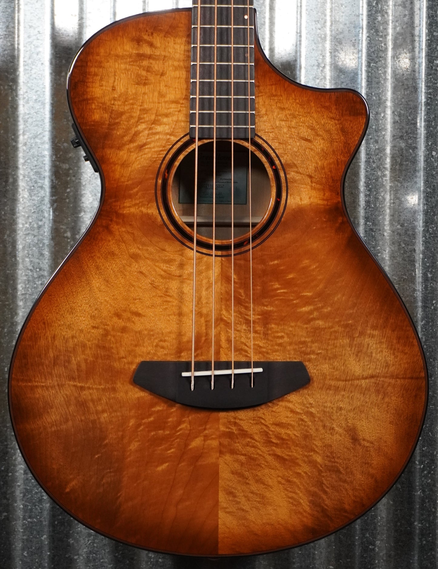 Breedlove Pursuit Exotic S Concerto Amber 4 String Acoustic Electric Bass CE Myrtlewood #5352