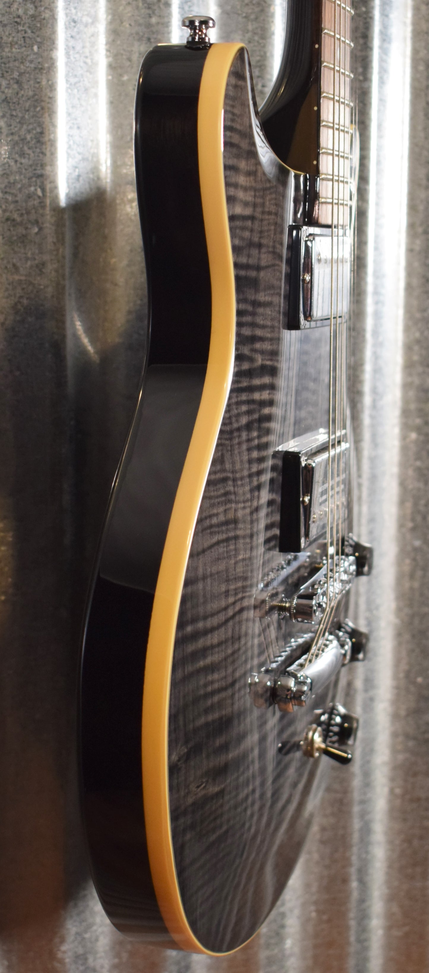 Hamer Archtop Flame Trans Black Double Cut Electric Guitar SATF-TBK #0201