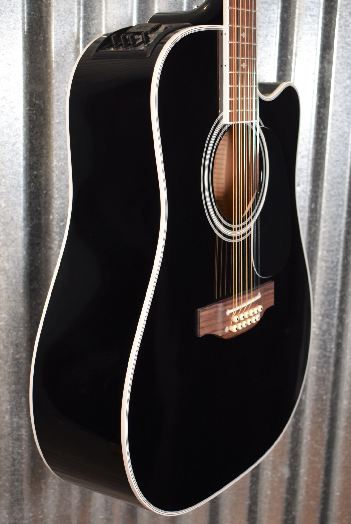 Takamine EF381SC-12 String Black Acoustic Electric Guitar & Case #0218