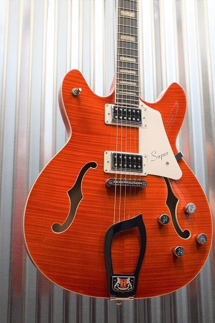 Hagstrom Super VIking SUVIK-MDE Mandarine Flame Top Semi-Hollow Guitar #585