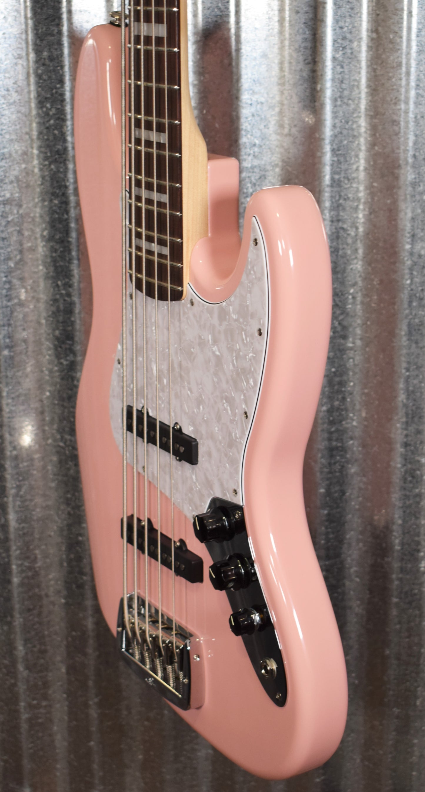G&L USA JB-5 5 String Jazz Bass Shell Pink & Case JB5 #1211