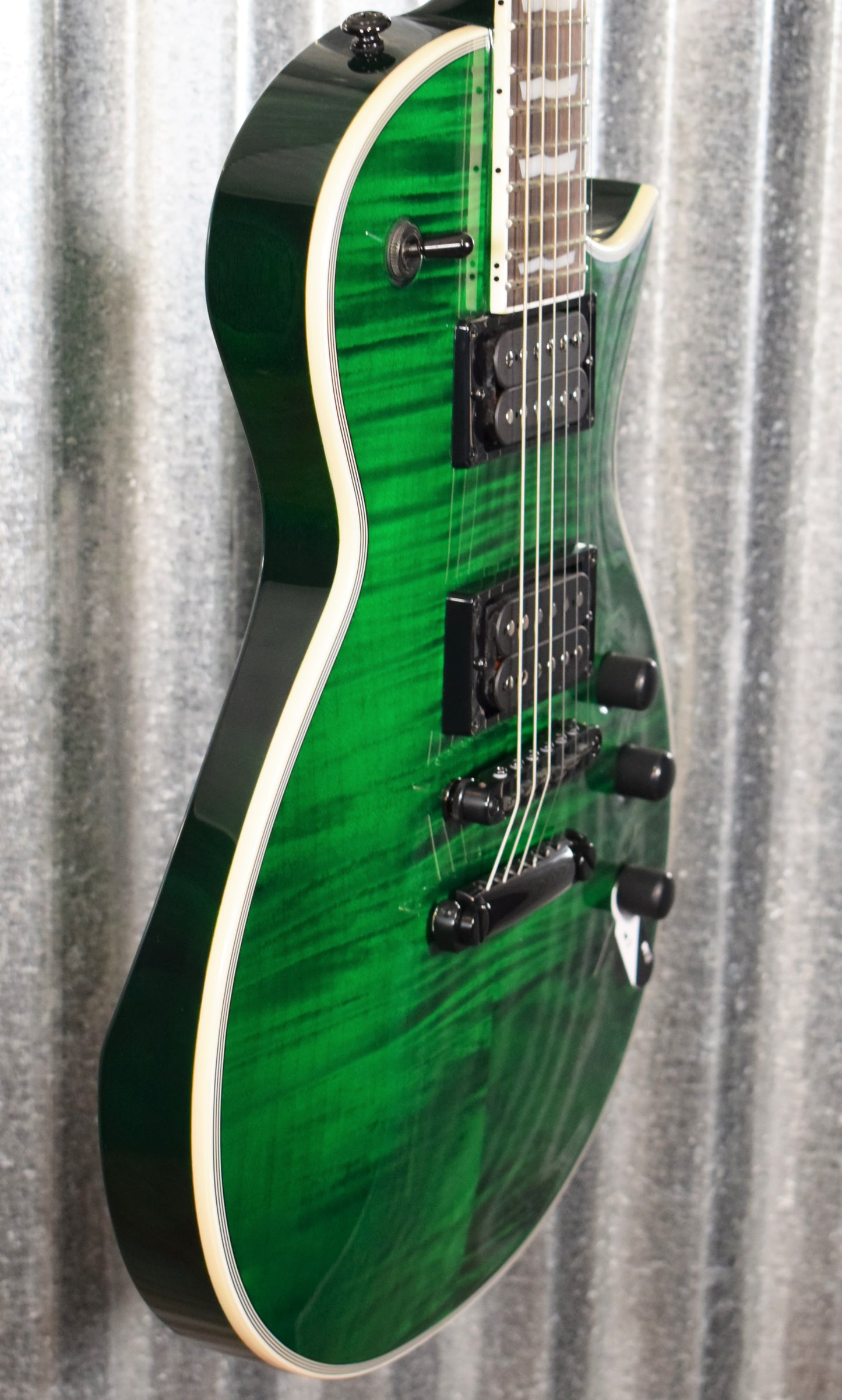 ESP LTD EC-1000 Flame See Thru Green Seymour Duncan Guitar LEC1000FMSTG #0417