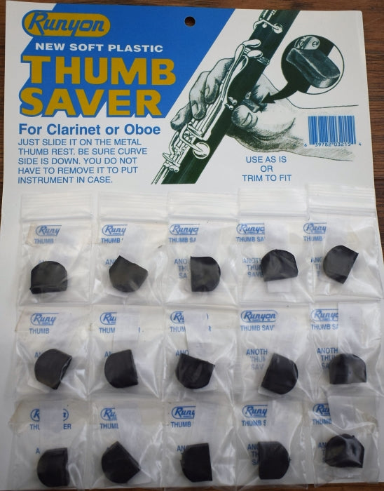 Runyon Soft Plastic Clarinet Oboe Thumb Saver Card of 15
