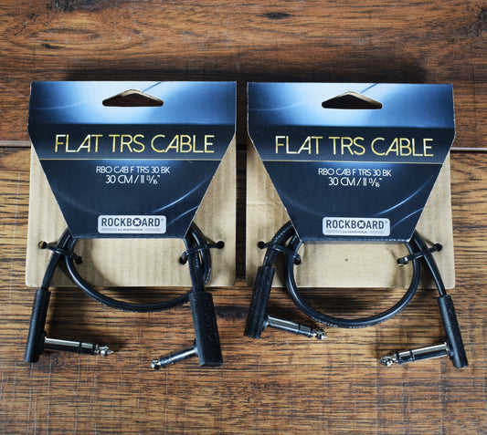 Warwick Rockboard Flat Patch TRS Guitar Bass Pedalboard Expression Cable 30CM 11.81" Black 2 Pack