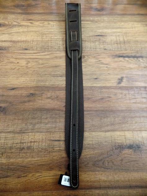 LM Products GP-25 CH Element Leather Walnut Double Stitched 2.5" Guitar Strap