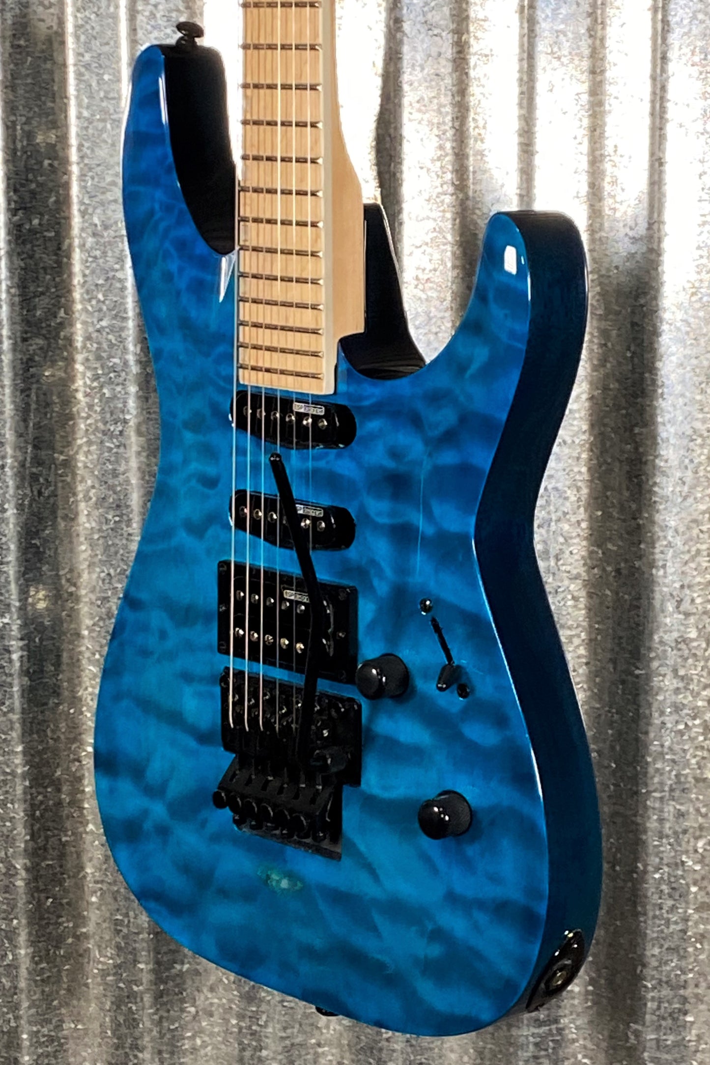 ESP LTD MH-203QM See Thru Blue Quilt Top Guitar MH203QMSTB #0520 Used