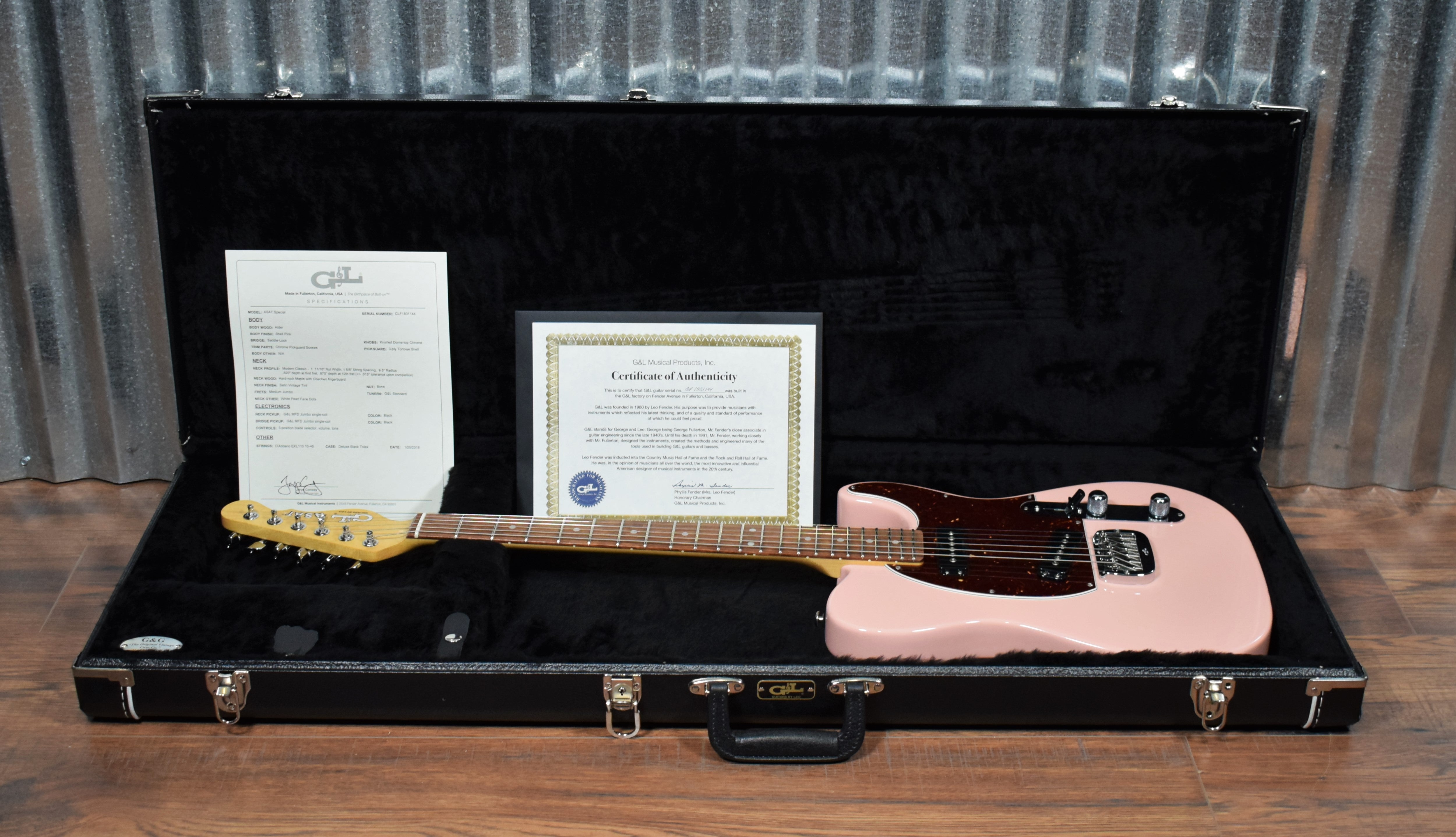 G&L USA ASAT Special Shell Pink Guitar & Case #1144 – Specialty Traders