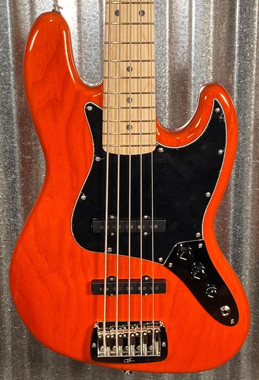 G&L USA JB5 5 String Bass Clear Orange & Case JB-5 #7088