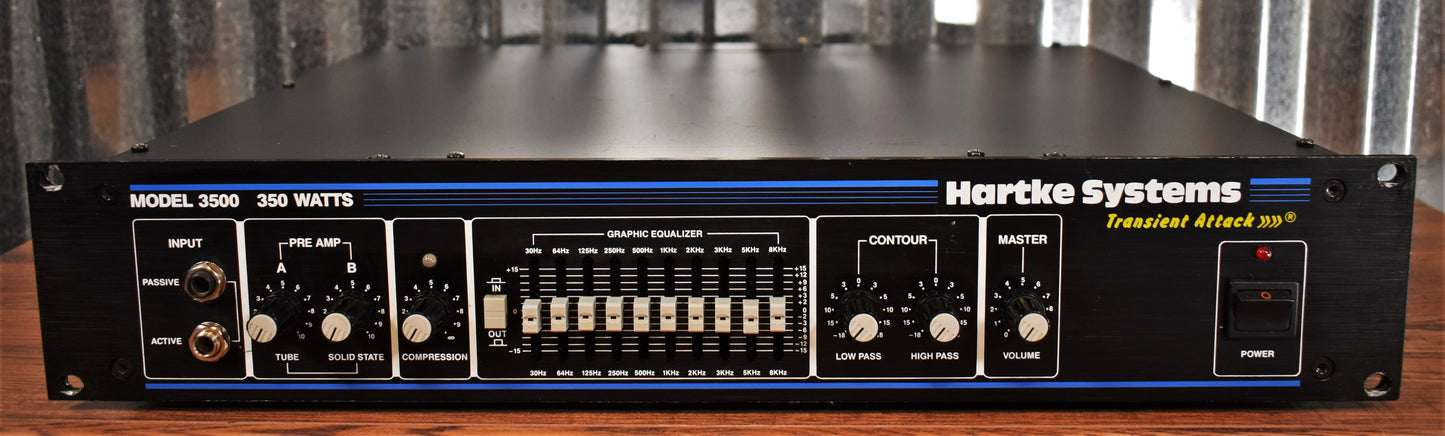 Hartke Systems Model 3500 350 Watt Preamp Tube Rackmountable Bass Amplifier Head Used