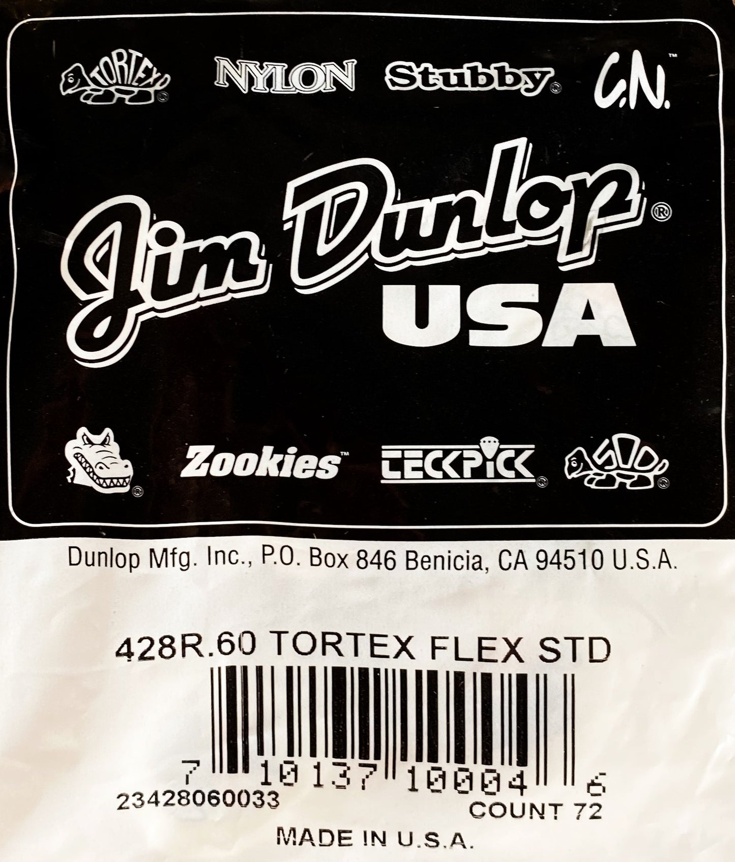 Dunlop 428-060 Tortex Flex Standard .60mm Guitar Pick Bag 72 Count