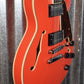D'Angelico Premier Mini DC Cut Semi Hollow Stop Bar Fiesta Red Guitar & Bag #0182