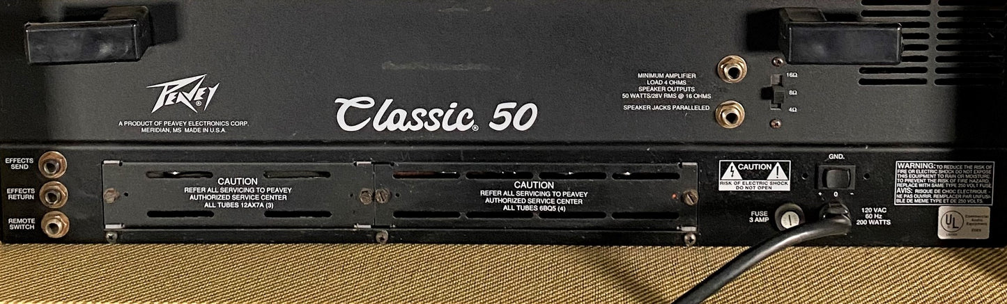 Peavey Classic 50 Watt Two Channel All Tube Tweed Guitar Amplifier Head Used
