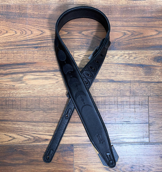 Levy's MG317MP-BLK-BLK 2.5" Padded Garment Leather Guitar Bass Strap Black