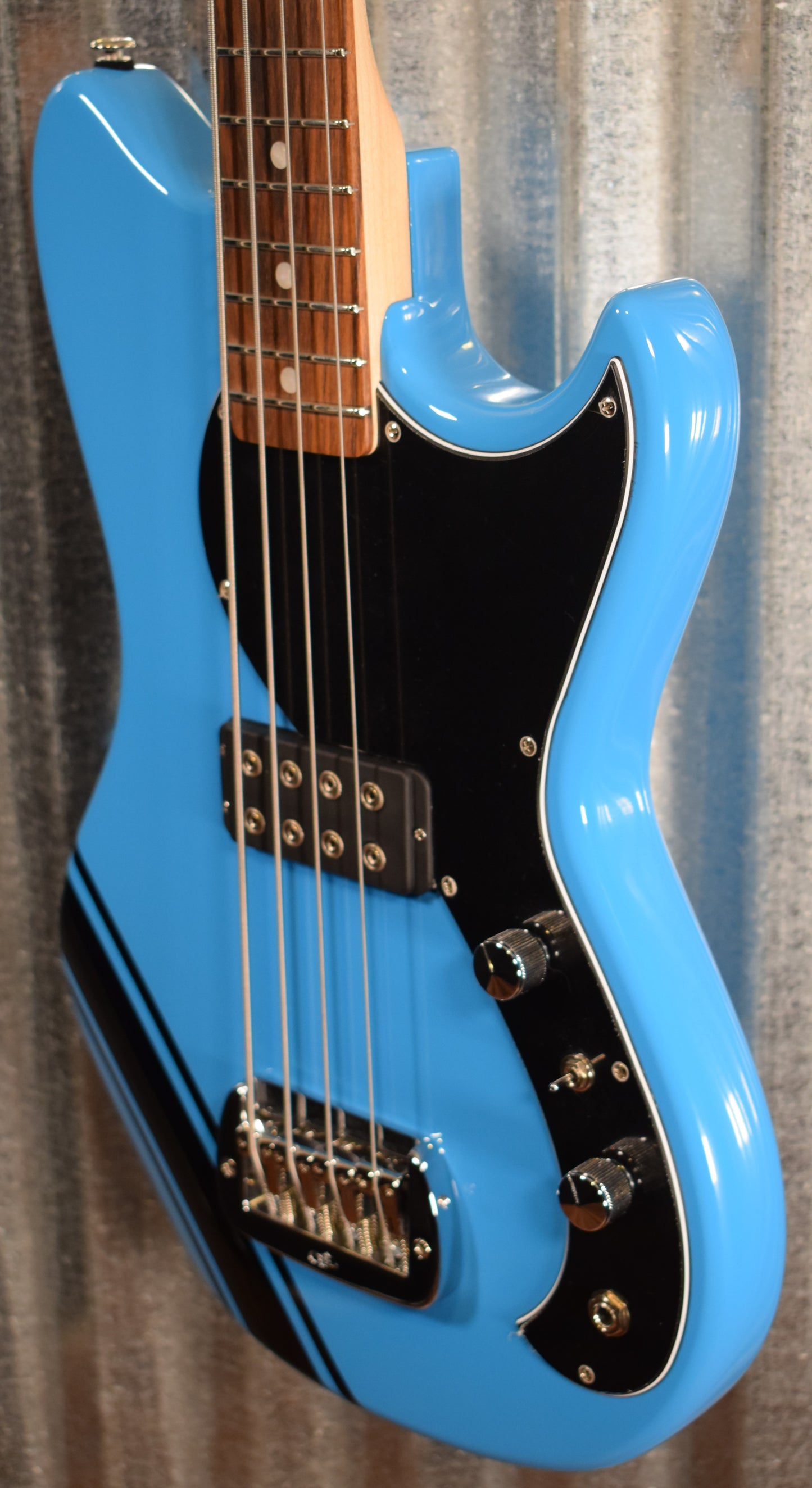 G&L USA Fullerton Limited Edition Fallout Bass Miami Blue 4 String Short Scale & Gig Bag #0169