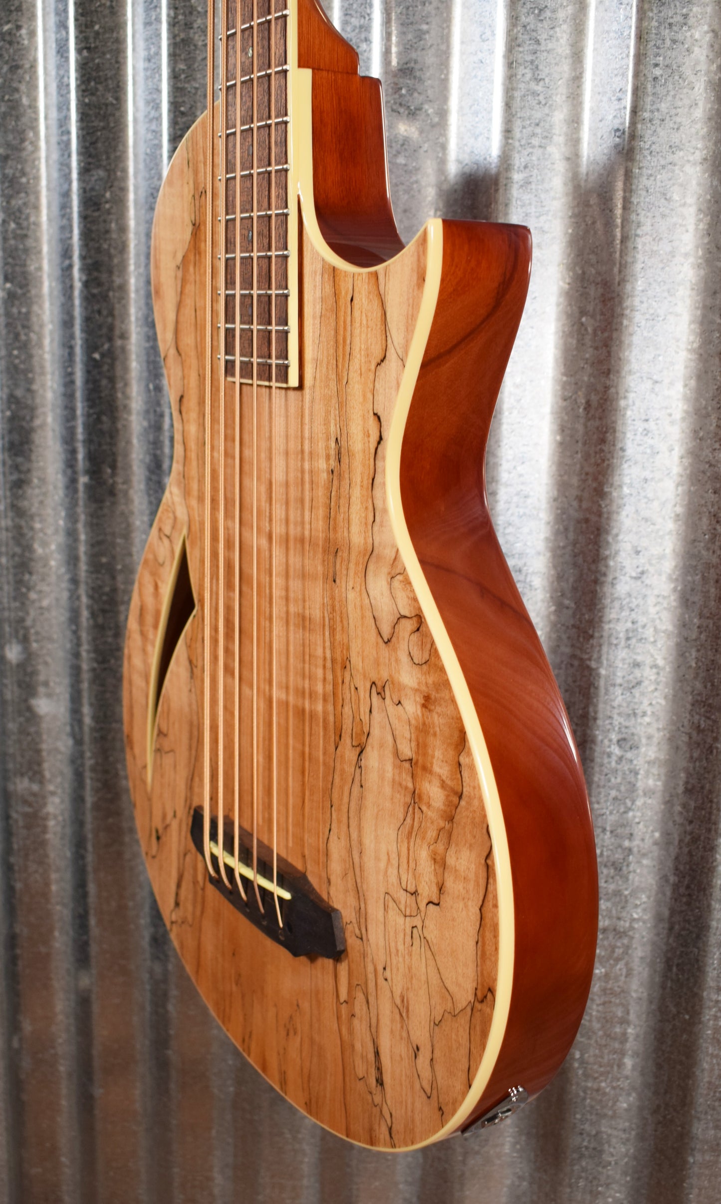 ESP LTD TL-5 Spalted Maple Thinline 5 String Acoustic Electric Bass LTL5SMNAT & Case #1029