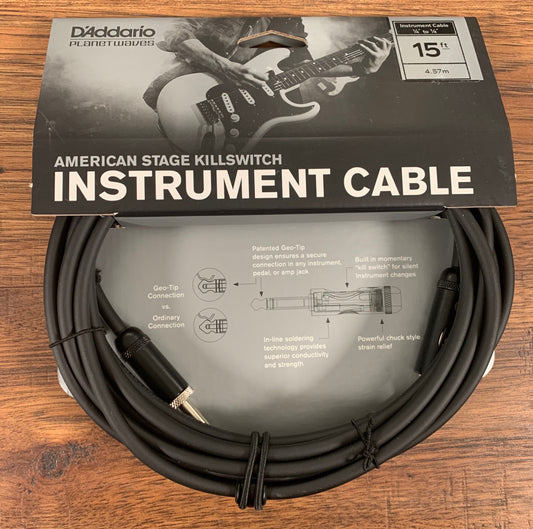 D'Addario Planet Waves PW-AMSK-15 American Stage Kill Switch Guitar & Bass Cable 15"