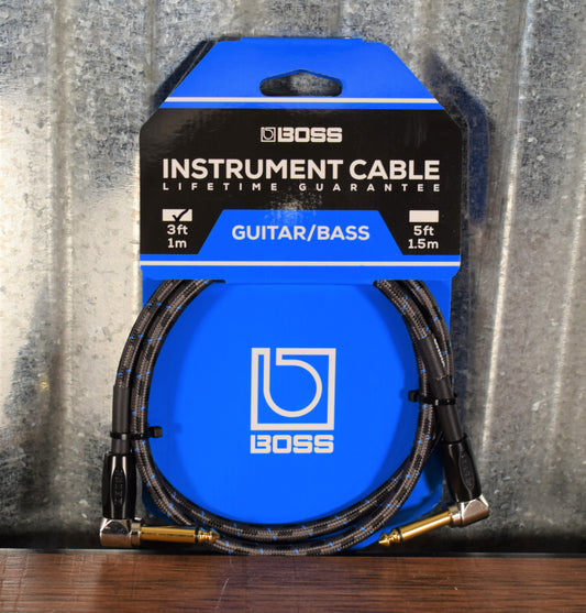 Boss BIC-3AA 3FT / 1M 1/4" Instrument Cable Angled/Angled