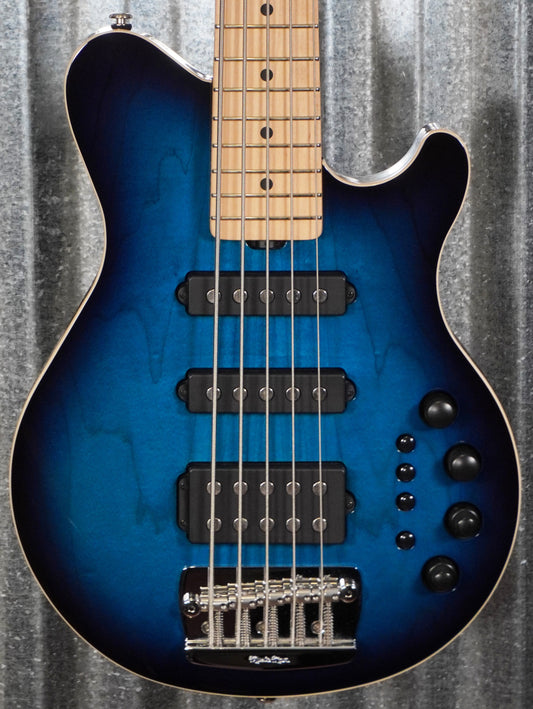Ernie Ball Music Man Reflex HSS 5 String Active Pacific Blue Burst Bass & Case #3902 Used