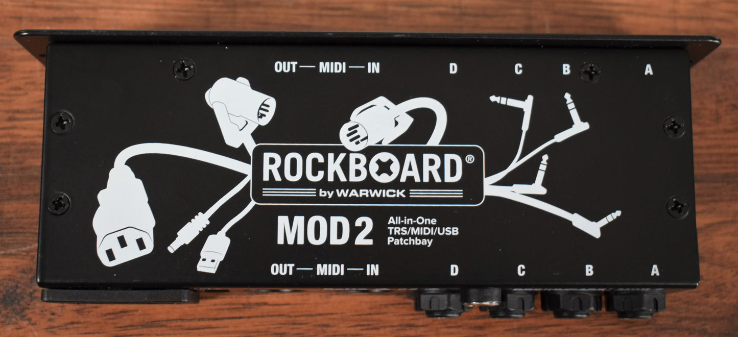 Warwick Rockboard MOD 2 V2 TRS Midi USB Guitar Effect Pedalboard Patchbay Module Black