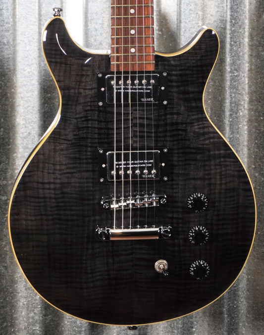 Hamer Archtop Flame Trans Black Double Cut Guitar SATF-TBK #0131