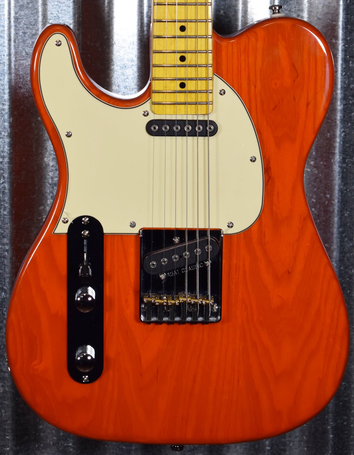 G&L Tribute ASAT Classic Clear Orange Left Hand Guitar #6070 Used