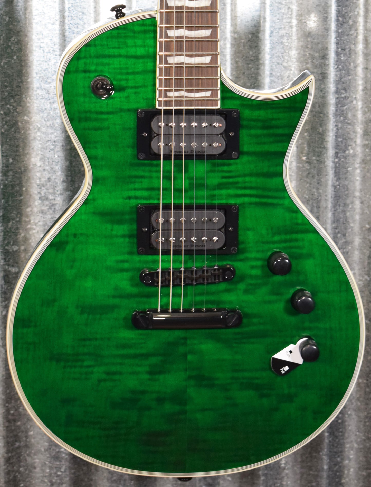 ESP LTD EC-1000 Flame See Thru Green Seymour Duncan Guitar LEC1000FMSTG #0698