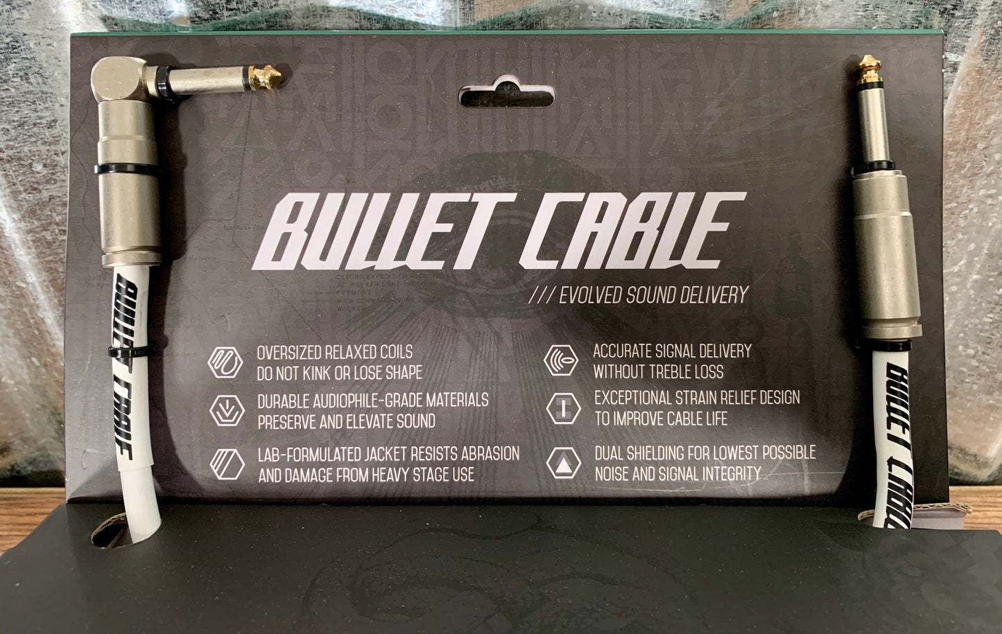 Bullet Cable 15' Coil Angle & Straight Connectors Guitar Bass Keyboard Cable White BC-15CCW